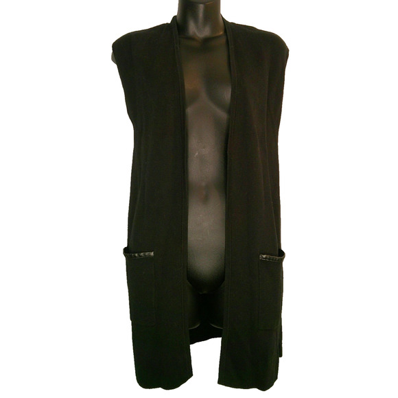 Chico's Women's 0 Black Mid Length Vest - Picture 1 of 4
